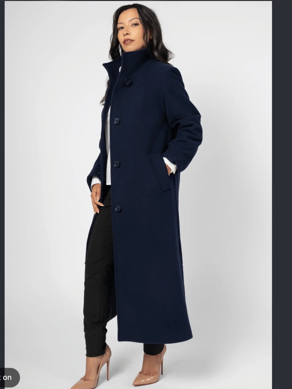 Teresa Tardia 100% virgin wool ankle length black coat